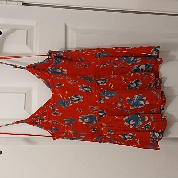 Patrons of Peace Red w/blue floral print - Picture 2 of 3